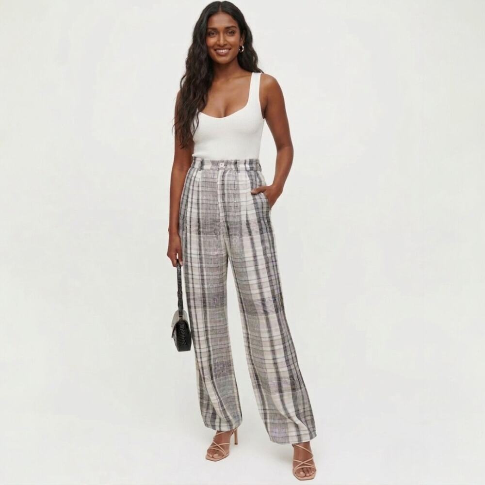 Reformation Vesta Linen Plaid Pant Chelsea Size 4